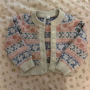 Janie and Jack Cozy Knit Kids Cardigan - Pink and Blue